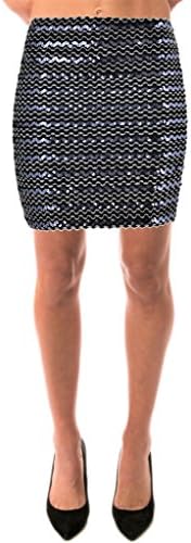 Women's Sexy Sparkling Sequin Clubbing Party Bodycon Mini Skirt With Elastic Waist