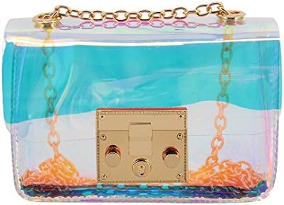 Candice Women Transparent Fashionable Hologram Holographic Handbag Shoulder Bag Crossbody Bag Purse Evening Bag for Gift