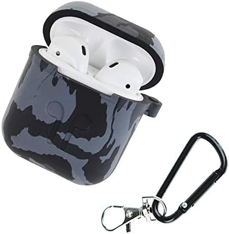 Accreate Camouflage Silicone Shockproof Protector Cover Case Carabiner for Airpods Case i10 i12 TWS Bluetooth Luminous Protector Camouflage Gray