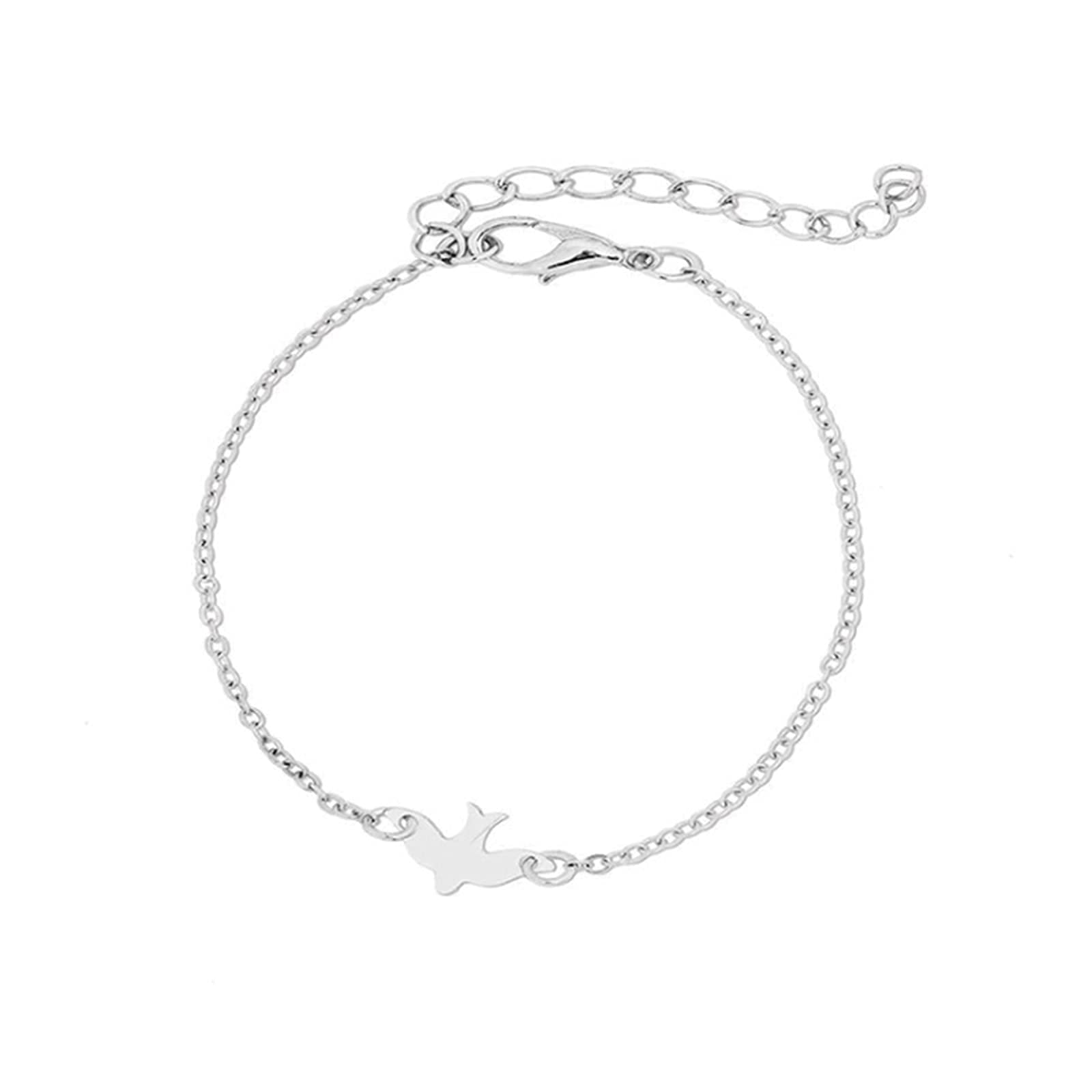 Yienate Boho Peace Dove Bracelet Freedom Pacifism Hand Chain Bohemian Beach Bracelet for Women and Girls (Silver)