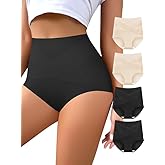 QUASTI Women's High Waisted Underwear Slightly Tummy Control Cotton Panties Full Coverage Postpartum Briefs 4 Pack