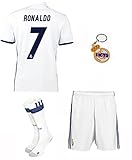 2016/2017 Real Madrid Home #7 Ronaldo Kids Soccer Jersey Shorts Socks