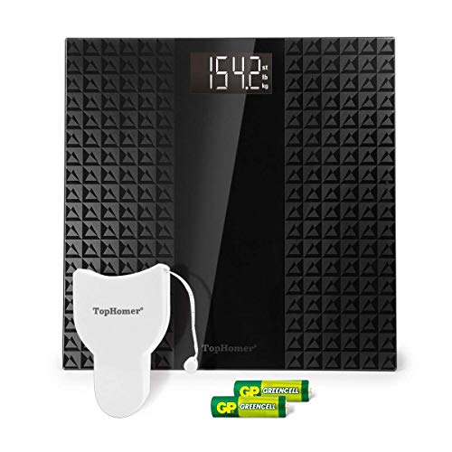 TopHomer Digital Body Weight Bathroom Scale with Step-On Technology, 400pounds, Large LCD Backlit Display and Low Battery Indication (black)-Durable Tempered Glass Weight Scale - Thumbnail 7