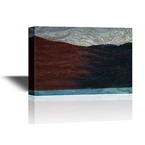 Canvas Wall Art - Abstract Landscape with Forest and White Mountains by a Lake - Gallery Wrap Modern Home Art | Ready to Hang - 12x18 inches