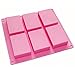 Allforhome 6 Cavity 3D Plain Rectangle Silicone Soap DIY Molds Homemade Craft Art Candy Cake Moulds Handmade Soap Mold soap Bar Molds