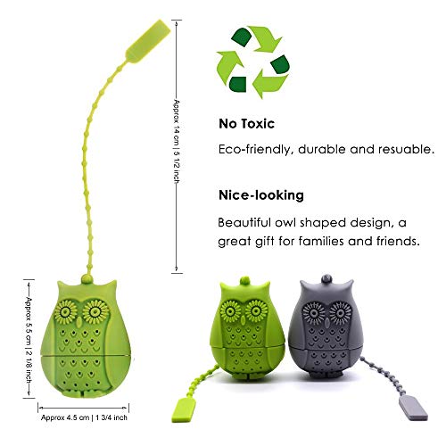 REAMTOP 6PCS Owl Design Silicone Tea Infuser, Reusable Cute Safe Loose Leaf Tea Bags Strainer Filter