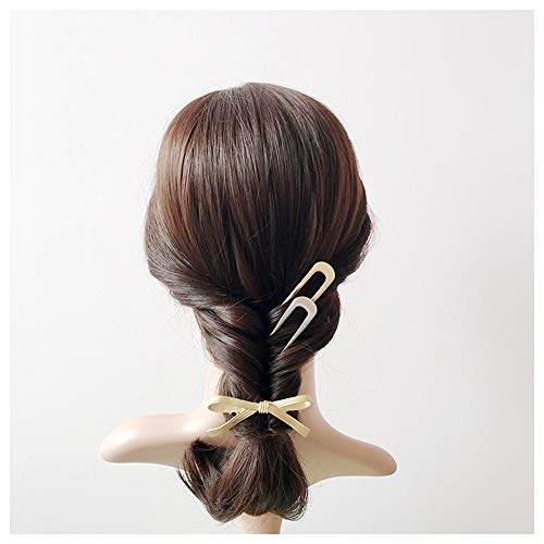 JKJF U Shaped Hair Pin Hair Fork Sticks Metal Hair Clips 2 Prong Updo Chignon Pins (4 Pack, Gold and Silver) - Thumbnail 3