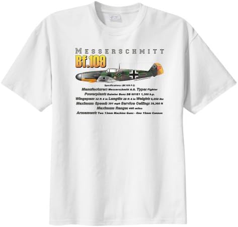 WarbirdShirts Men's Messerschmitt Bf.109 Short Sleeve T-Shirt Adult 3XL