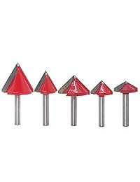 Yakamoz - Juego de 5 puntas de 0.236 in de vástago 3D CNC de carburo en V, para grabado de letras y grabado, herramienta de corte de carpintería de 60 ° 90 ° 120 °