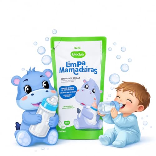 Detergente Limpa Mamadeiras Kit 3 Refis, Sachê 500ml - Vegano, Hipoalergênico, Origem Vegetal,Lava Utensílios Bebê, Chupeta, Copo, Remove Cheiro Leite, Biodegradável | Limpa Mamadeiras - Bioclub