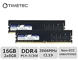 Timetec Hynix IC 16GB Kit (2x8GB) DDR4 2666MHz PC4-21300 Unbuffered Non-ECC 1.2V CL19 1Rx8 Single Rank 288 Pin UDIMM Desktop Memory RAM Module Upgrade (16GB Kit (2x8GB))