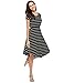 Halife Women's Summer Casual Stripe Elastic Waist Loose Beach Midi Dress