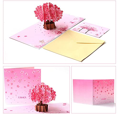 Cherry Blossom Pop Up Card, Bohang Wedding Anniversary Popup Card Greeting Card for Her on Mothers Day, Valentine, Birthday, Anniversaries, Wedding