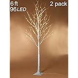 Twinkle Star 6 Feet 72 LED Lighted Birch Tree for Home Wedding Party Indoor Outdoor, Warm White