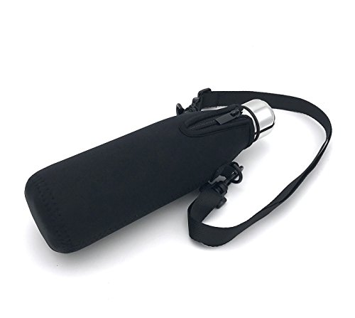 Wanty New Style Neoprene 17 Oz Insulated Water Drink Bottle Cooler Carrier Cover Sleeve Tote Bag Pouch Holder Strap for Climbing Cycling and Running Outdoor Activities (Nylon shoulder strap)