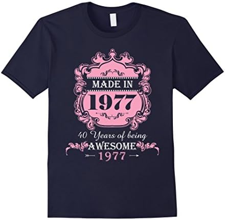 Men's Made In 1977 T Shirt- 40 Years Old 40th Birthday Gift Large Navy