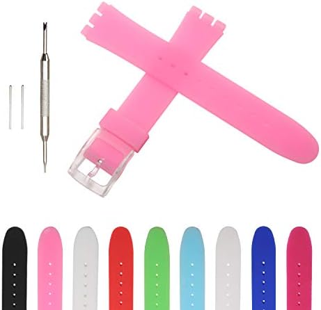 iMaxs Waterproof Silicone Rubber Strap Watch Band for Swatch, Accessories Set with Tool, Replacement Quick Release Straps, Design for SUSB SUSW, Choose Color & WidthSkin 16mm 19mm