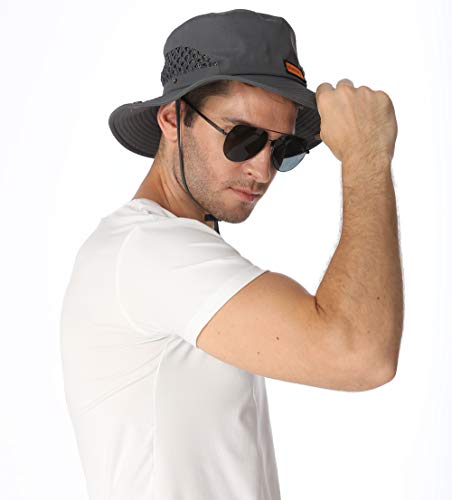 Bluemary-Foldable Mesh Hat, Sun Hats,Fishing hat, Novelty Hats & Caps for Unisex-Adult (Gray)