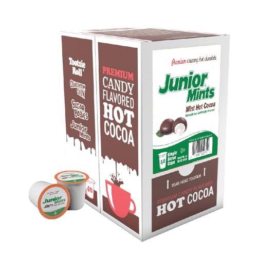 JUNIOR MINTS HOT CHOCOLATE PODS, MINT CHOCOLATE FLAVOR, COMPATIBLE WITH KEURIG K-CUP BREWERS, 40 COUNT – CHOCOLATEY PEPPERMINT COCOA