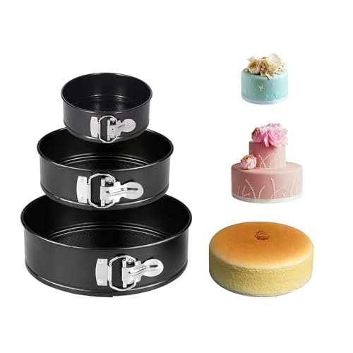 xocome Baking Pans - Set of 3 Round Cake Pans - 4/7/9 Inch - Non-Stick and Leak Proof Coating - Great for Baking Cheesecakes