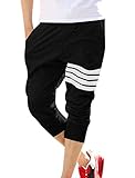 Allegra K Mens Drawstring Elastic Waist Ribbing Detail Summer Capris Pants