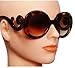 Brown TORTOISE Womens Designer Inspired Round Fashion Sunglasses Baroque Swirl