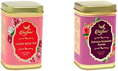 Tea'ffaire Combo Pack Green Rose Tea, 100g+ Saffron Kashmiri Kahwa, 150G