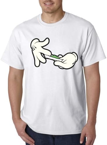 Mickey Mouse Hands Weed Roll A Joint Smoking illest Funny Mens Shirt A2S - White - X-Large