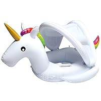 Viyor shop Baby Pool Float with Canopy Unicorn Inflatable Swimming Ring with Safety Seat for Baby Girls Boys Toddlers 2-6 Years (Unicorn)