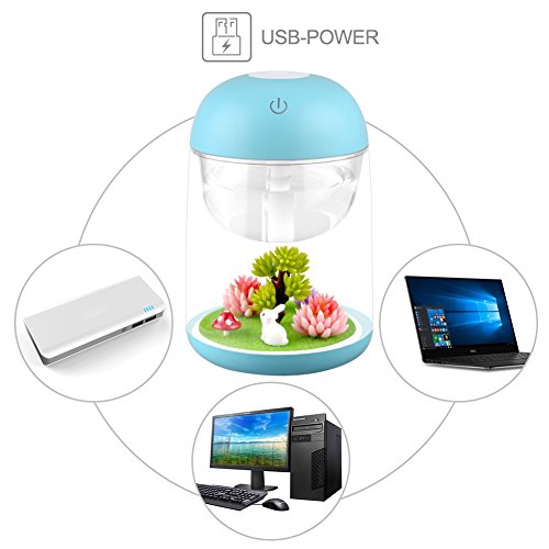 Loneyshow Micro Landscape humidifier Diffuser 180ml Cool Mist Humidifier with Adjustable Mist Mode, Waterless Auto Shut-off (Blue) - Thumbnail 6