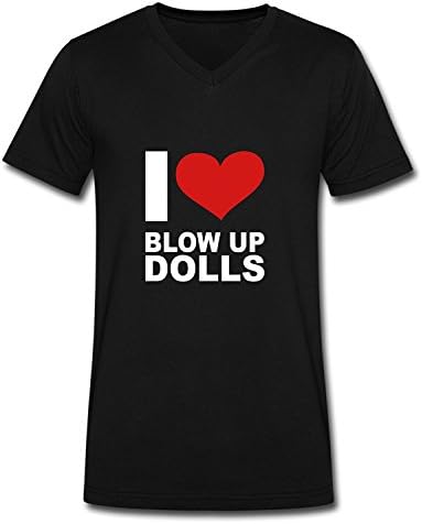 Tiovcoo Fashion Tee Funny Words Mens I Love Blow Up Dolls T-Shirts Black