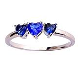 Psiroy Women's 925 Sterling Silver 2cttw Created Blue Sapphire 3-stone Filled Ring