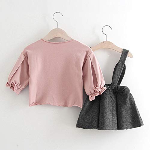 Charberry Infant Baby Girls Long Sleeve Love Print Tops+Bunny Ears Overalls Skirt Outfits - Thumbnail 4