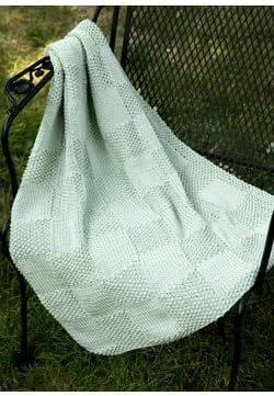 "Seed Blocks" Baby Blanket Knit Kit in Fantasy Naturale 100% Cotton Yarn - TURQUOISE
