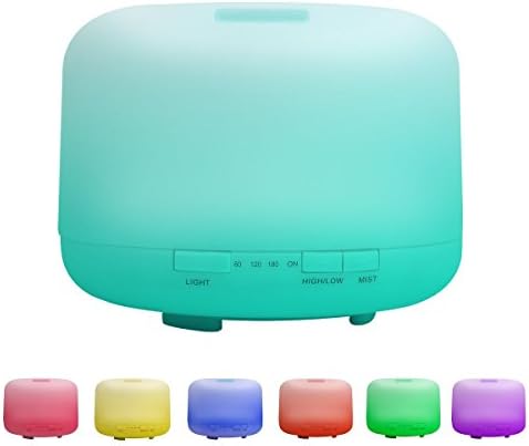 500ml Aromatherapy Essential Oil Diffuser Humidifier with 4 Timer Settings, 7 LED Color Changing Lamps and Waterless Auto Shut-off