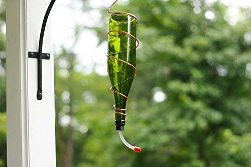 Glass Wine Bottle Hummingbird Feeder - Bird Feeder - Gifts for Women - Spring Decor - Gift for Mom - Housewarming - Outdoor Decor - Backyard