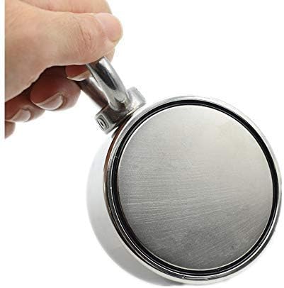 Double Side Round Neodymium Fishing Magnet, Combined 800 LBS Pulling Force Super Strong Neodymium Magnet with Eyebolt for Magnet Fishing and Salvage in River - 2.95 Inch Diameter