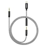 Headphone Adapter for iPhone,KEEZING 3.5mm Aux Cord Compatible with iPhone 6/7/8/X/XS Max/XR to Car Stereo/Speaker/Headphone,3 in 1Nylon Braided Aux Cable for car (New Version)