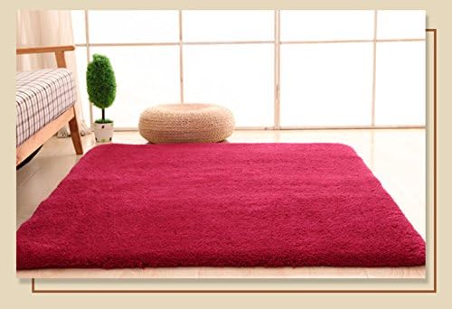 Leoonline Modern Shaggy Ultra Soft Area Rugs,Living Room Carpet Bedroom,Home Shag Carpet,Solid Pattern Living Room Mat,Home Decorator Floor Rugs\Burgundy,71x78inch