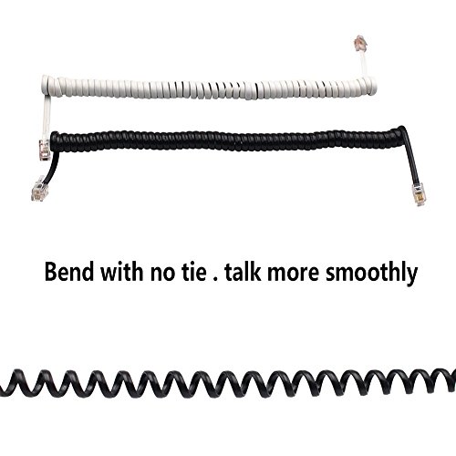 10 pack-white Yeung Qee Telephone Spiral Cable Telephone Cord Handset Cord Telephone Handset Coiled Cord Cable(5ft)