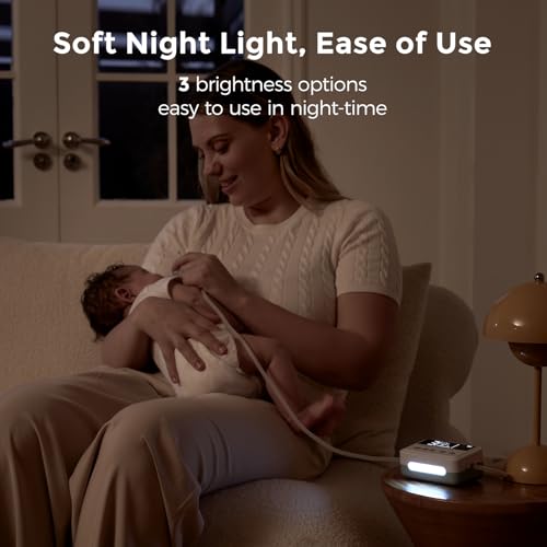 Momcozy Nasal Aspirator for Baby, 【Hospital-Grade】 70 KPa Strong Suction & 9 Suction Levels Nose Sucker, Electric Nose Cleaner for Toddler & Newborn, Soothe Light & Lullabies, BPA Free Silicone Tips