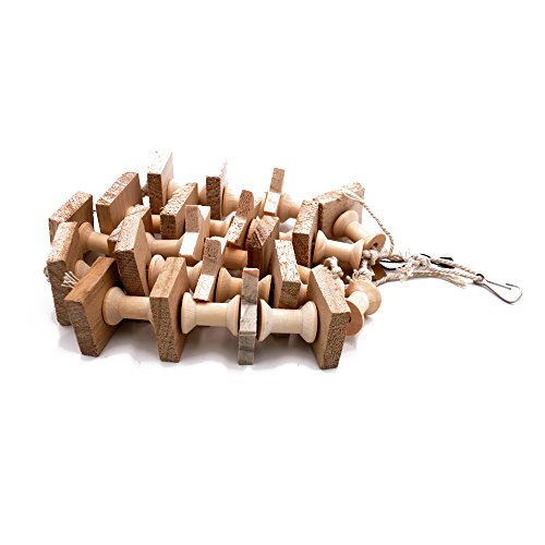 Borange Parrot Toys Bird Chewing Perch Colorful Wood Bite Stand Hanging Cages for Pet Birds Conure Macaw Cockatiel Cockatoo Decorative Accessories (Wood) - Thumbnail 5
