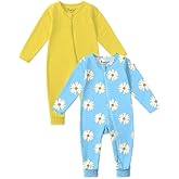 Jimonda Baby Sleeper Rompers,Unisex Boys Girls Zip-Front Pajamas One-Piece Footless Outfit 0-24 Months (Pack of 2