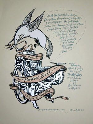 First Annual Printers Ball 03/03/05 Chicago Limited Edition Silk Screen Print Music Poster by Diana Sudyka Original Signed and Numbered