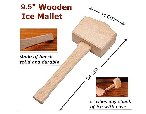 Wanger Beutel und Eishammer Wiederverwendbare Baumwolle Crushed Ice Bag mit Holzhammer Bar Edelstahl Eisschaufel… – Bild 5