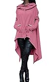 ThusFar Women's Loose Solid Color Pullover Hoodie Irregular Hem Sweatshirts Dress S-4XL
