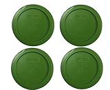 Pyrex Green 2 Cup Round Storage Cover #7200-PC for Glass Bowls, 4 Pack