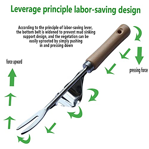 XFJTECH Hand Weeding Tool Garden Weed Puller Stainless Leverage Base