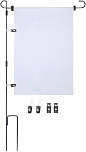 Aoibrloy DIY Garden Flag Set Include Garden Flag Stand, Blank Flag, Flag Stoppers and Anti-Wind Clip for Outside Hold Garden Decoration