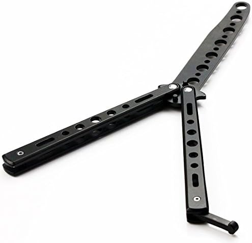 LANYUER 1PC Black Dull Blade Practice Balisong Butterfly Trainer Knife (Stainless Steel£